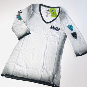 Brand New In the Package Gypsy Soule 3/4 Length Sleeves - White & Black Burn Out